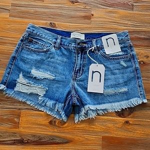 Nature Denim Ripped Shorty Shorts